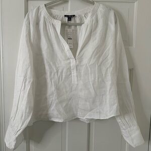 J. Crew Cabana Linen White Blouse